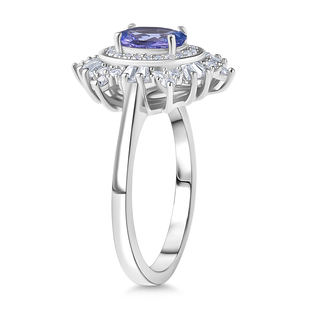 D'Joy Tanzanite & Moissanite Ring in Rhodium Overlay Sterling Silver 1.36 Ct._8251734_3
