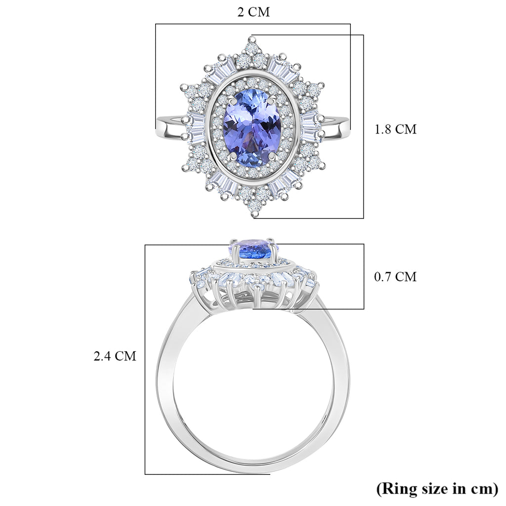 D'Joy Tanzanite & Moissanite Ring in Rhodium Overlay Sterling Silver 1.36 Ct._8251734_5
