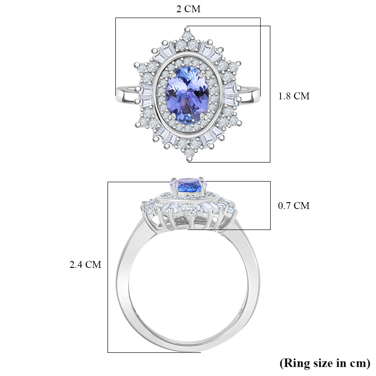 D'Joy Tanzanite &amp; Moissanite Ring in Rhodium Overlay Sterling Silver 1.36 Ct. V32577701 6
