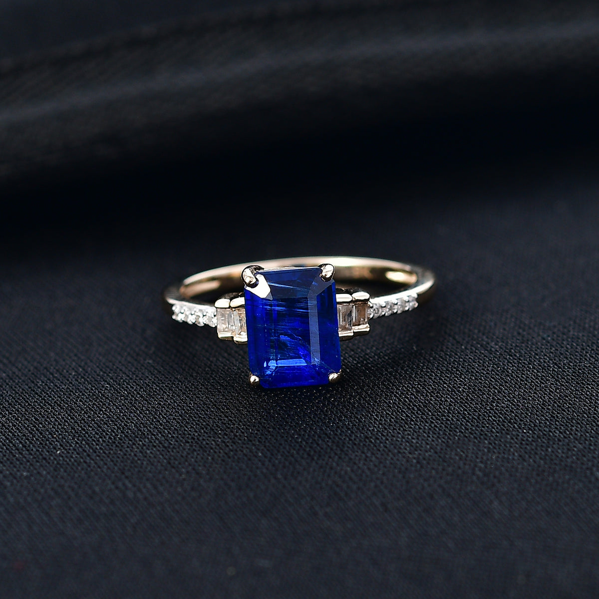 Royal Bali Collection - 9K Yellow Gold Kyanite &amp; White Diamond Solitaire Ring 1.89 Ct, 8251767 2
