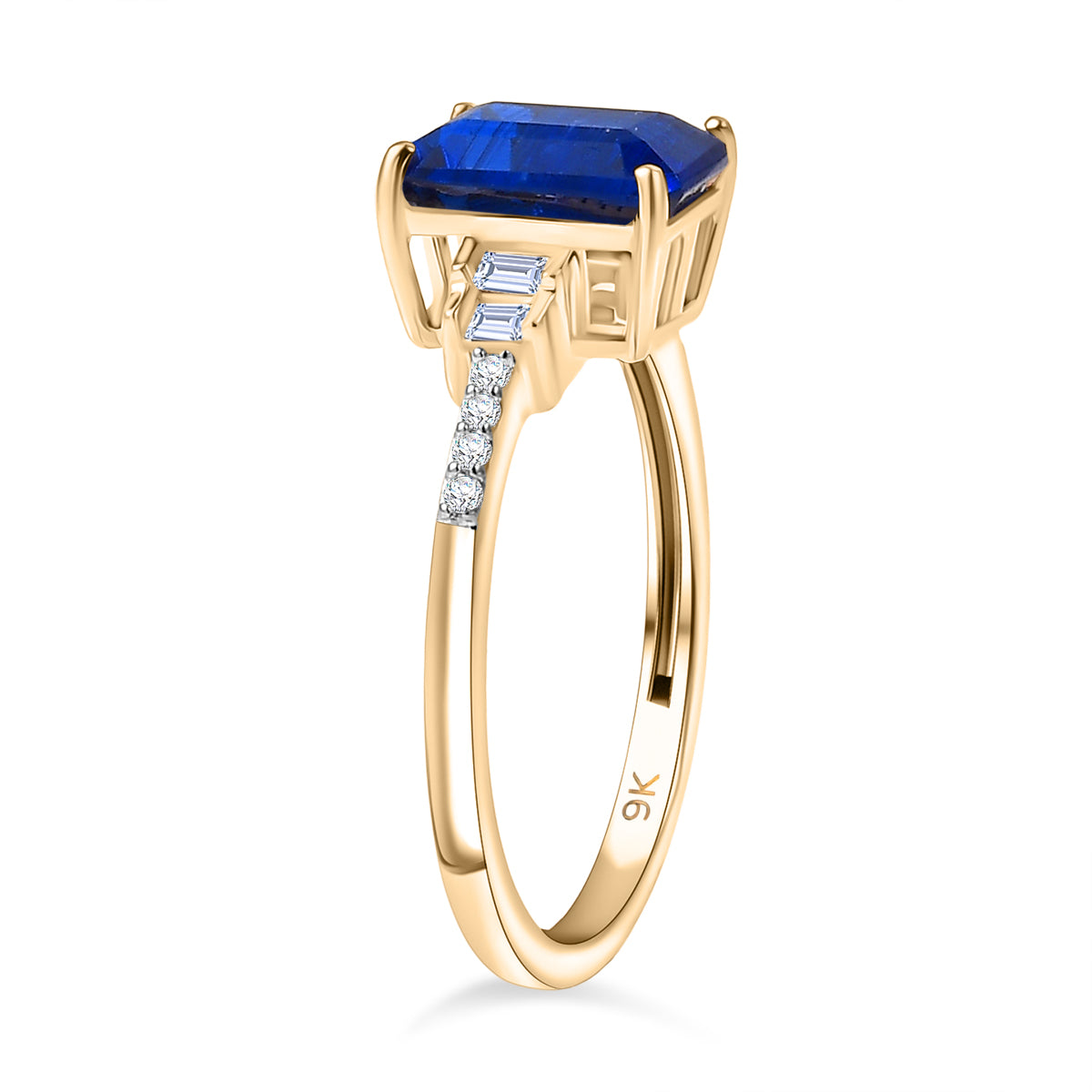 Royal Bali Collection - 9K Yellow Gold Kyanite &amp; White Diamond Solitaire Ring 1.89 Ct, 8251767 4