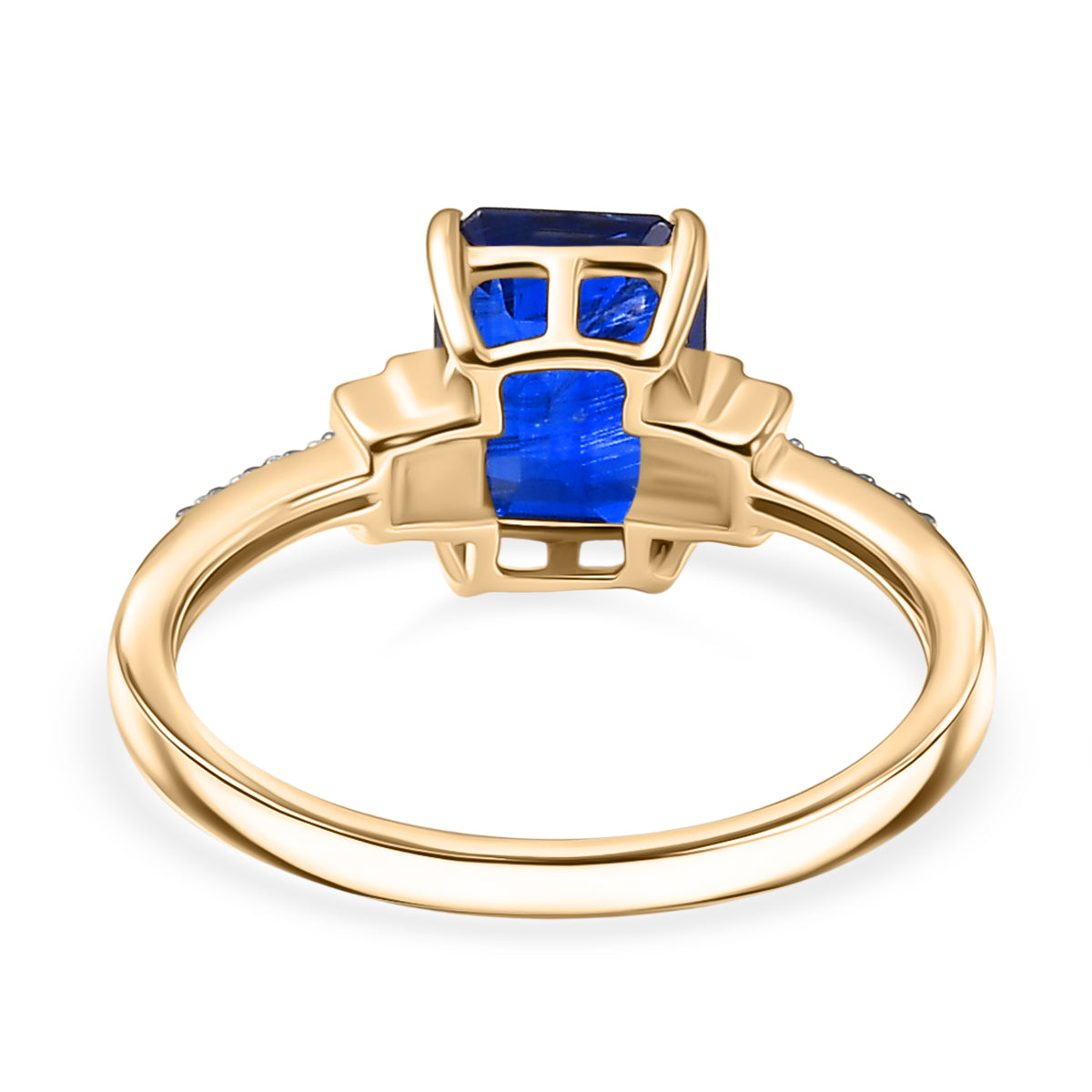 Royal Bali Collection - 9K Yellow Gold Kyanite &amp; White Diamond Solitaire Ring 1.89 Ct, 8251767 5