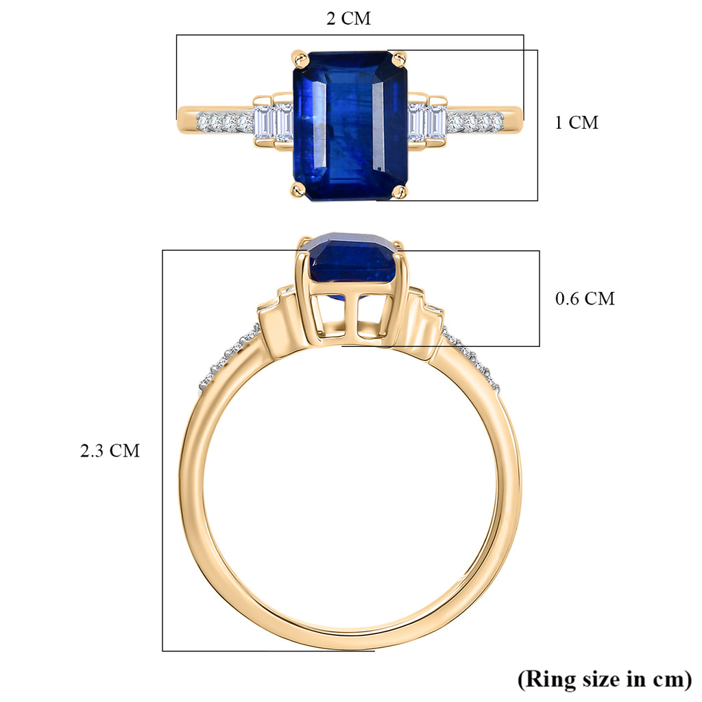Royal Bali Collection - 9K Yellow Gold Kyanite & White Diamond Solitaire Ring 1.89 Ct,_8251767_5