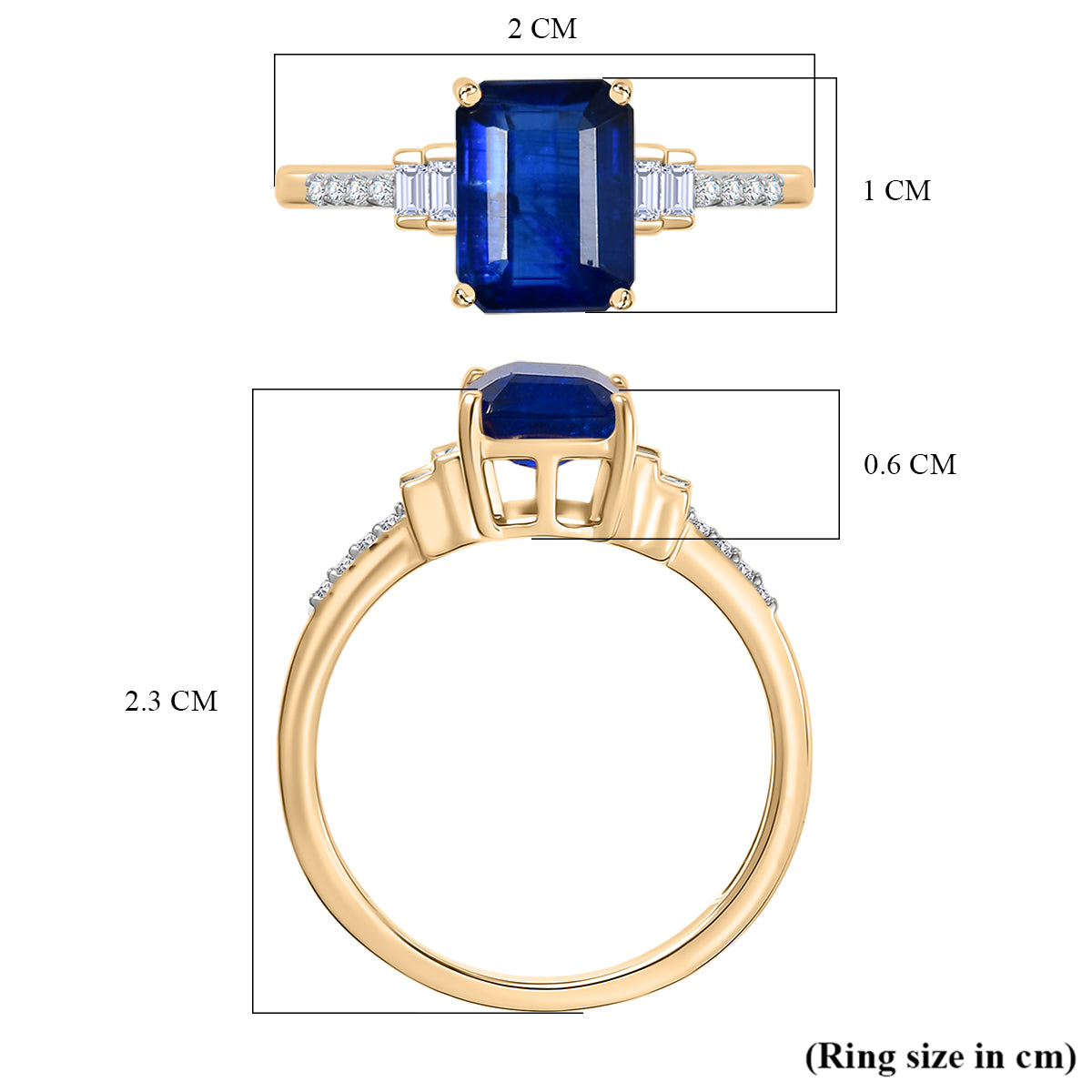 Royal Bali Collection - 9K Yellow Gold Kyanite &amp; White Diamond Solitaire Ring 1.89 Ct, 8251767 6