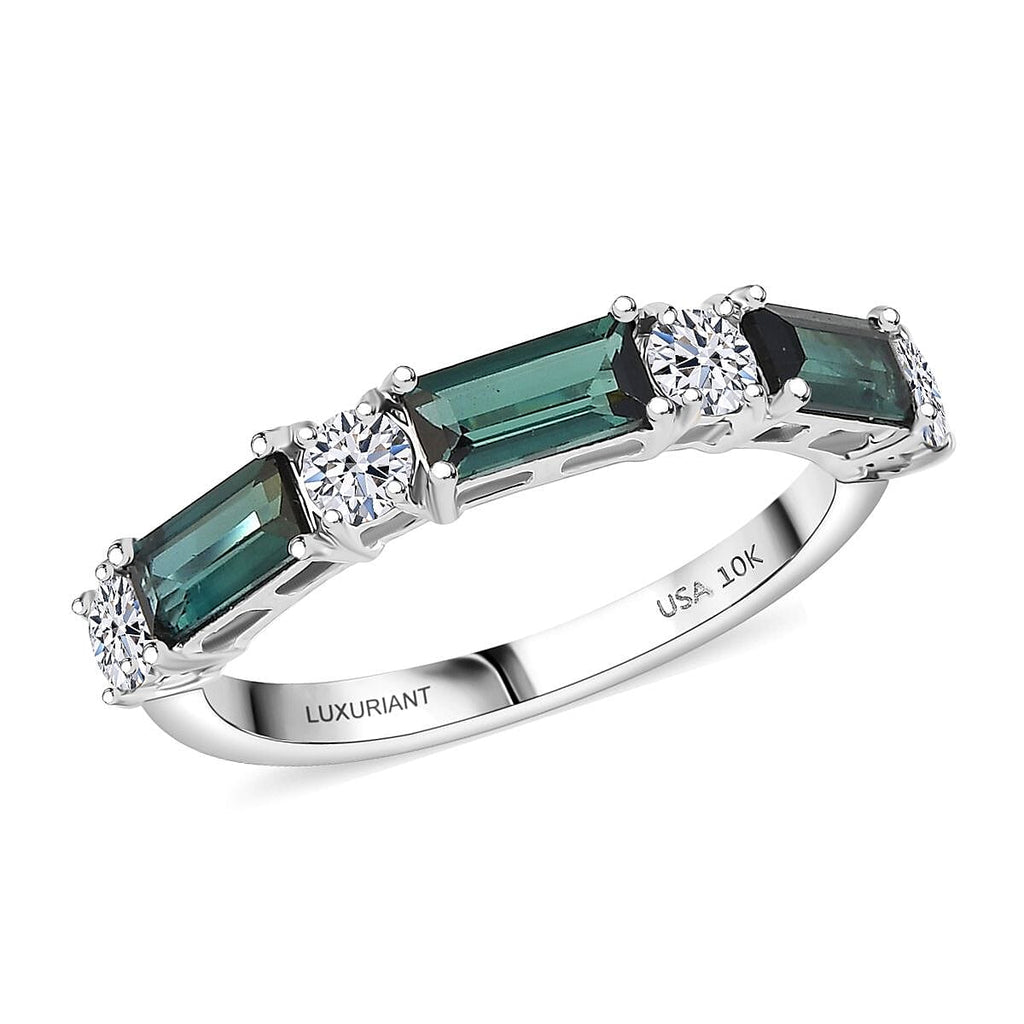 Luxuriant 10K White Gold AA Green Tourmaline, Lab Grown Diamond Main Stone With Side Stone Ring, Gold Wt.1.94 Gms  1.800  Ct._8252315