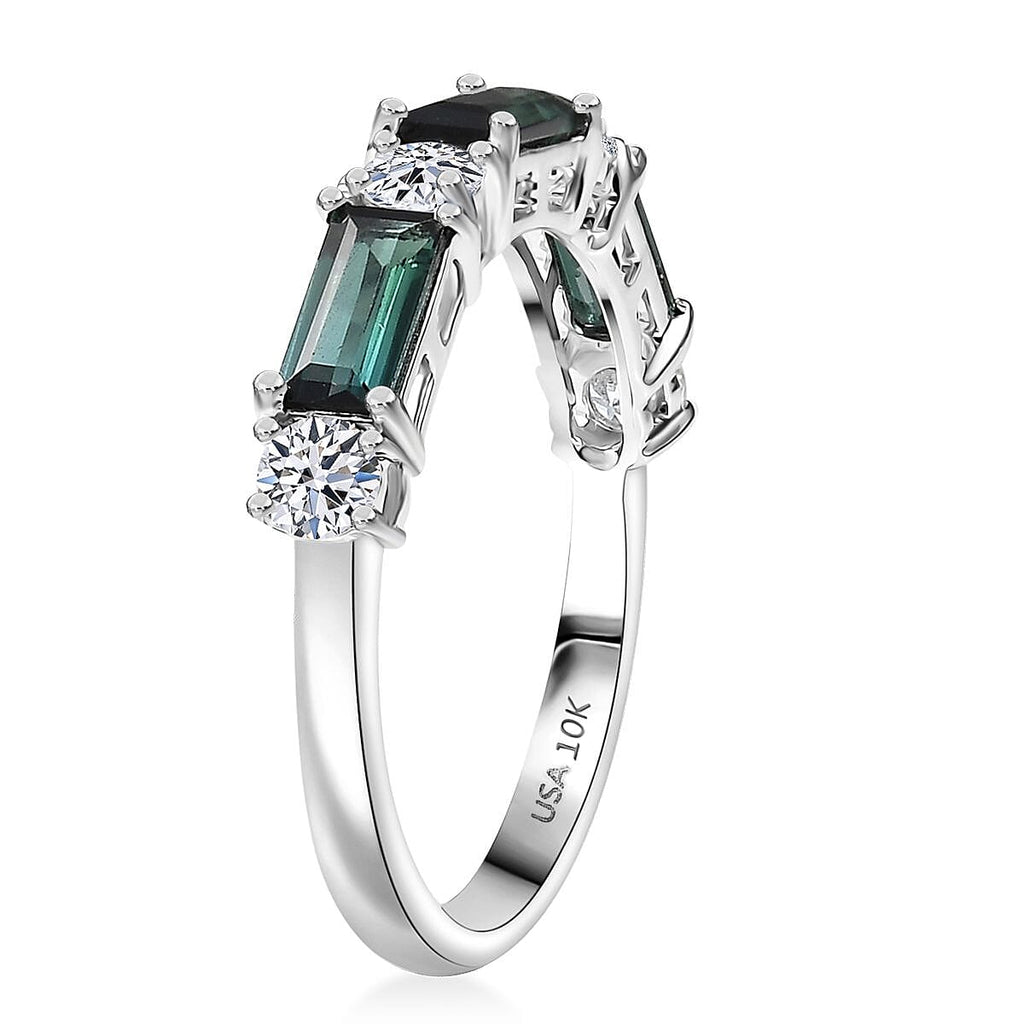 Luxuriant 10K White Gold AA Green Tourmaline, Lab Grown Diamond Main Stone With Side Stone Ring, Gold Wt.1.94 Gms  1.800  Ct._8252315_3