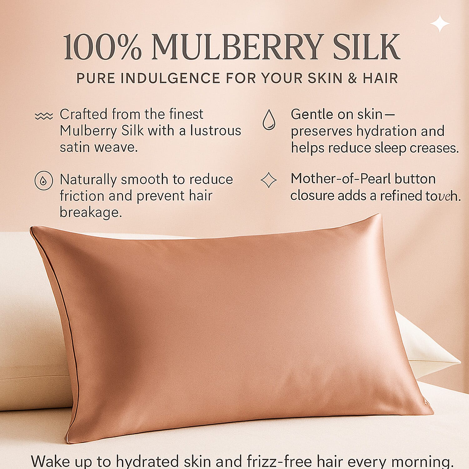 LIVMORE 100% Mulberry Silk Luxury Pillow Cover with MOP Button Closure 8252470 1