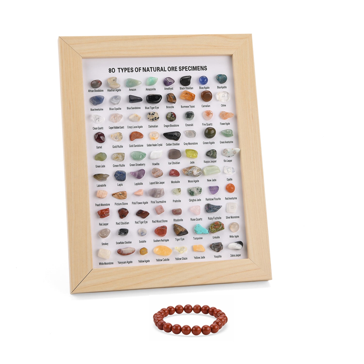 80 Genuine Gemstone Frame Collection with Bracelet (Size 7 Stretchable) - Red Jasper V32517401 0
