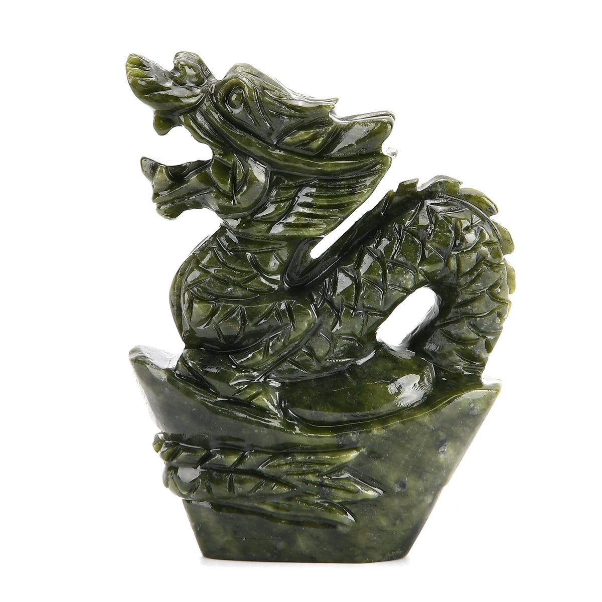 Limited Edition Handcrafted Serpentine Jade Figurine - Dragons are Considered a Symbol of Good Luck, Power, Wisdom and Protection V32514791 3
