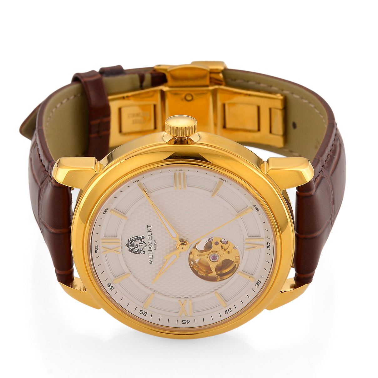WILLIAM HUNT Limited Edition Heritage Automatic Watch with Adjustable Black Leather Strap - 5ATM Water Resistancy &amp; Sapphire Crystal Glass - White V32531541 5