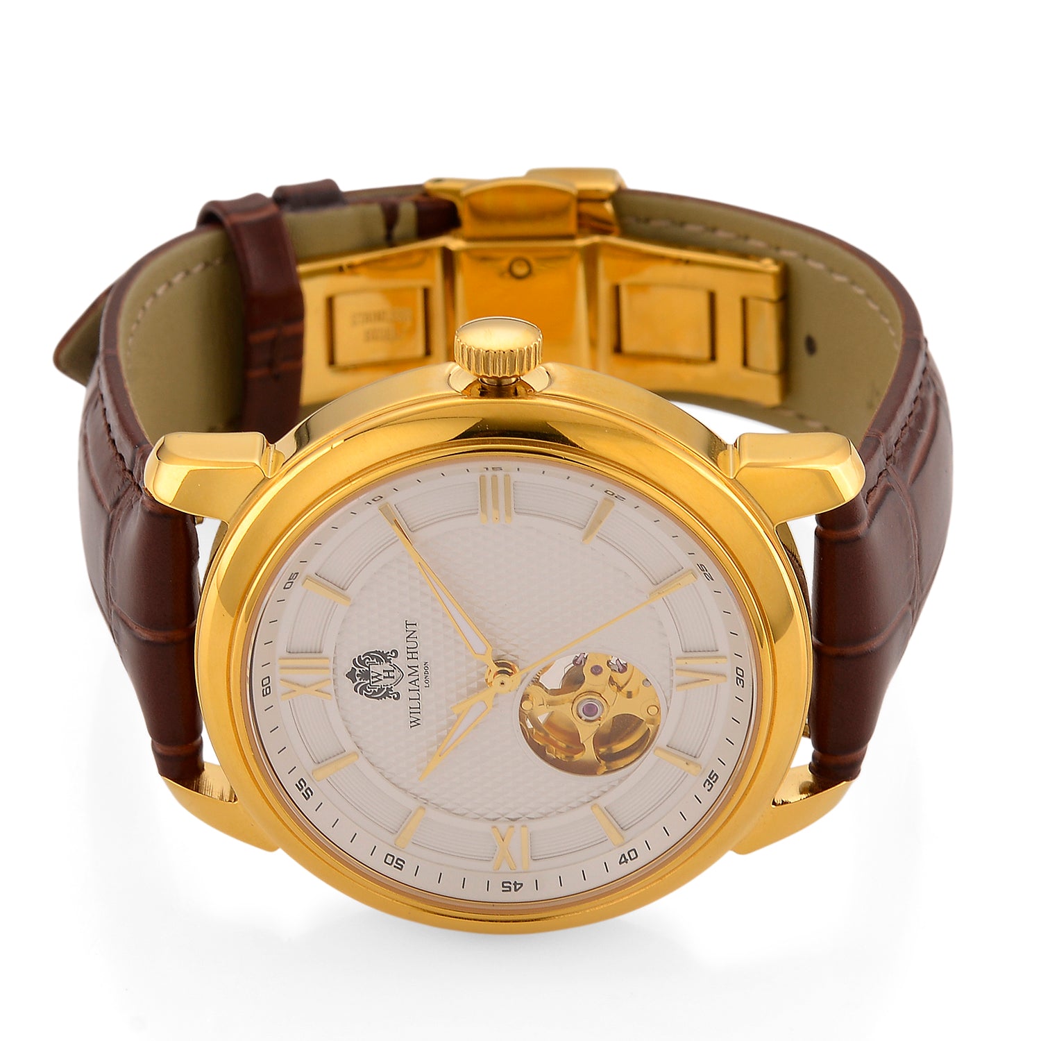 WILLIAM HUNT Limited Edition Heritage Automatic Watch with Adjustable Black Leather Strap - 5ATM Water Resistancy &amp; Sapphire Crystal Glass - White V32531541 5