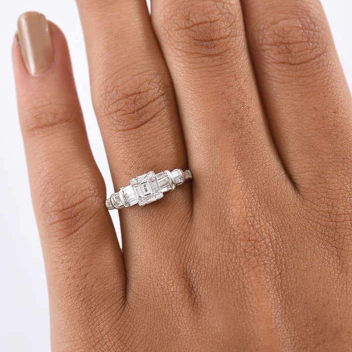 LUXURIANT 0.5 Ct. Lab Grown Diamond Cluster Ring in Rhodium Overlay Sterling Silver 8253617 2