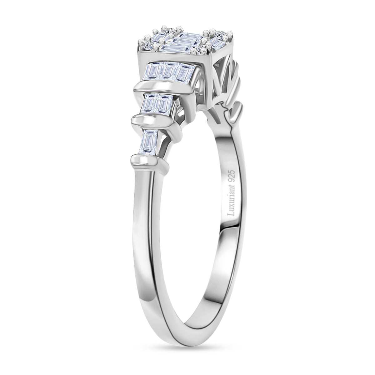 LUXURIANT 0.5 Ct. Lab Grown Diamond Cluster Ring in Rhodium Overlay Sterling Silver V32552897 4
