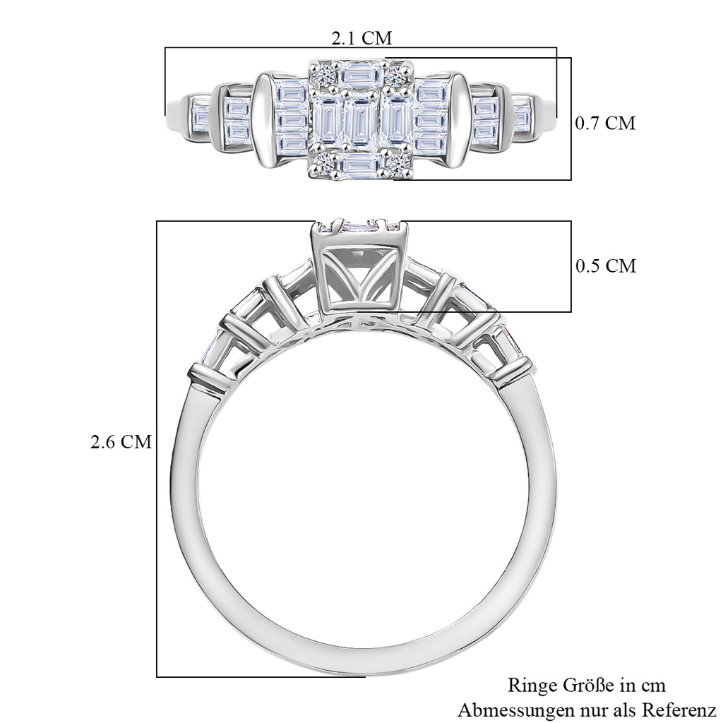 Luxuriant Lab Grown Diamond (SI/GH) Ring in Rhodium Overlay Sterling Silver 0.51 Ct._8253619_5