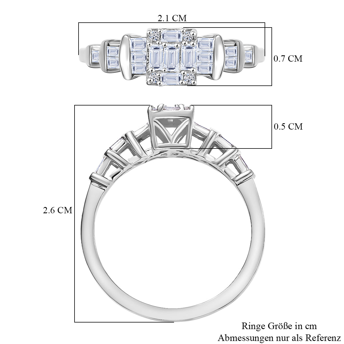 LUXURIANT 0.5 Ct. Lab Grown Diamond Cluster Ring in Rhodium Overlay Sterling Silver V32552897 6