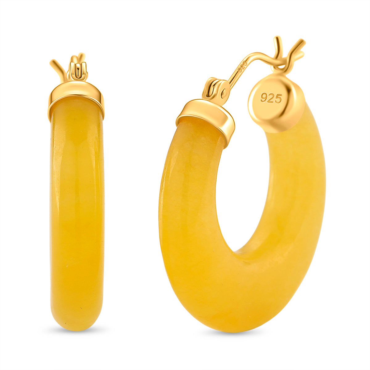 D'Joy Honey Jade Beads Earring with Clasp in Yellow Gold Plated Sterling Silver 41.50 Ct. 8253862 0