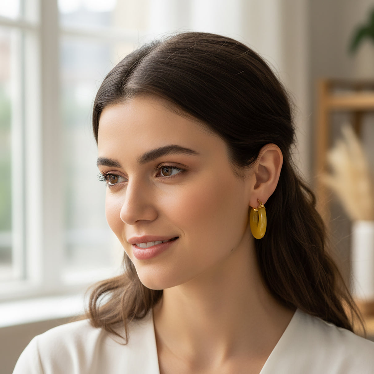 D'Joy Honey Jade Beads Earring with Clasp in Yellow Gold Plated Sterling Silver 41.50 Ct. 8253862 3