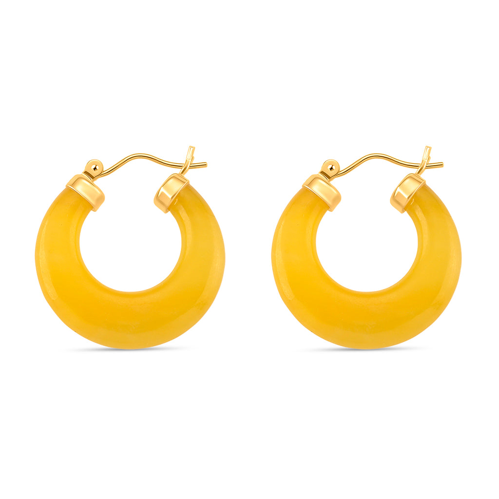 D'Joy Honey Jade Beads Earring with Clasp in Yellow Gold Plated Sterling Silver 41.50 Ct._8253862_3