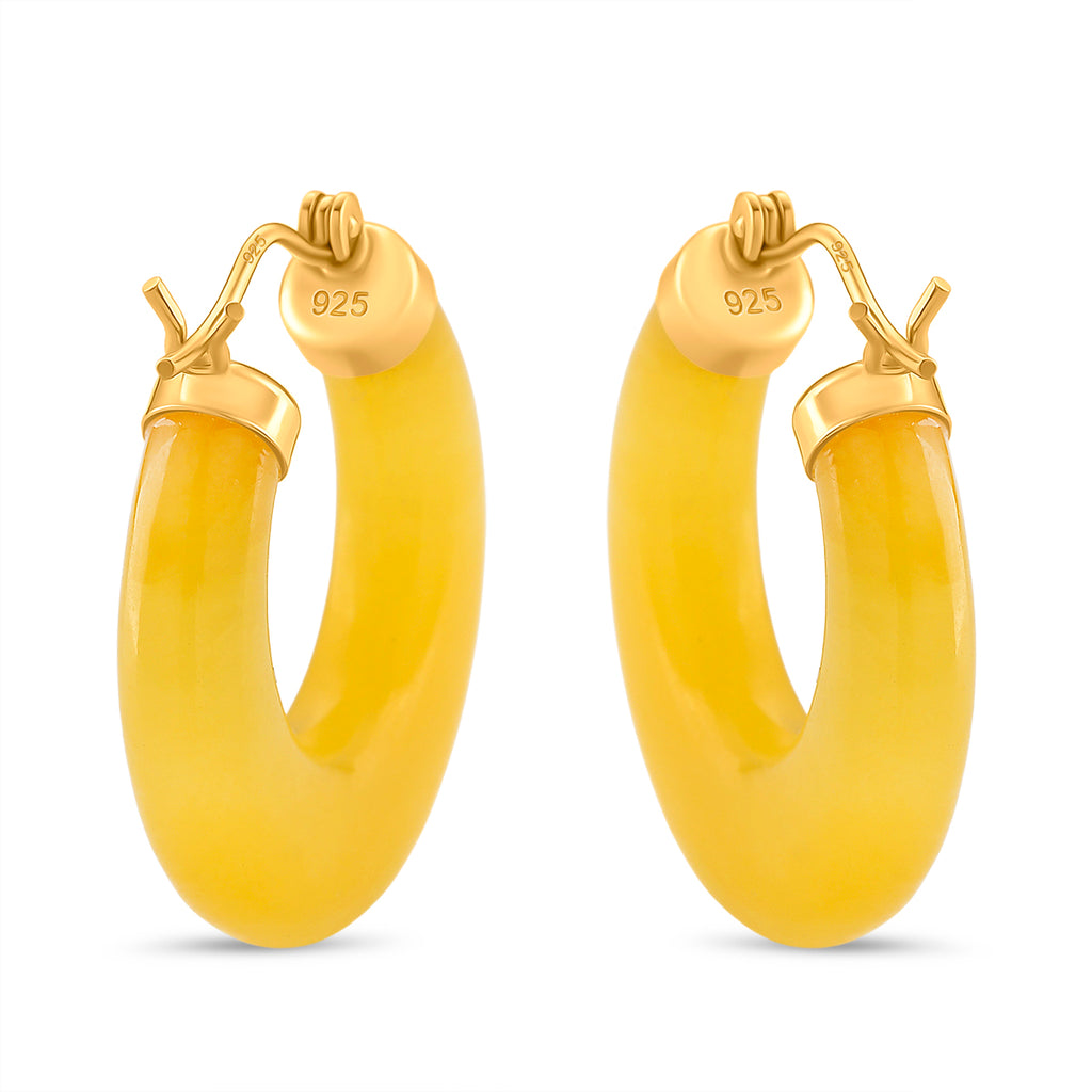 D'Joy Honey Jade Beads Earring with Clasp in Yellow Gold Plated Sterling Silver 41.50 Ct._8253862_4