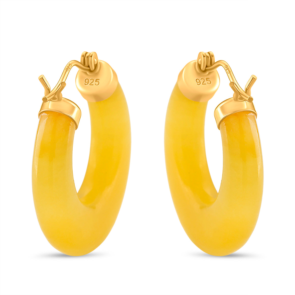 D'Joy Honey Jade Beads Earring with Clasp in Yellow Gold Plated Sterling Silver 41.50 Ct. 8253862 5