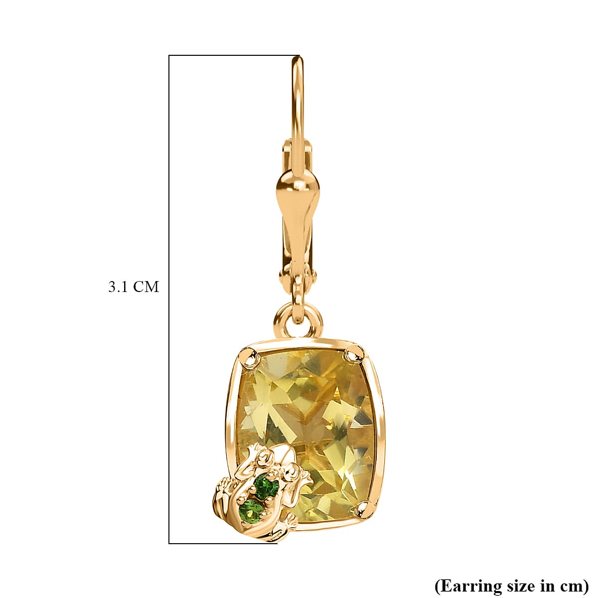 GP Italian Garden Collection - Green Gold Quartz &amp; Multi Gemstones Solitaire Stud Push Post Earring in 18K Vermeil Yellow Gold Plated Sterling Silver 5.64 Ct. 8253898 6