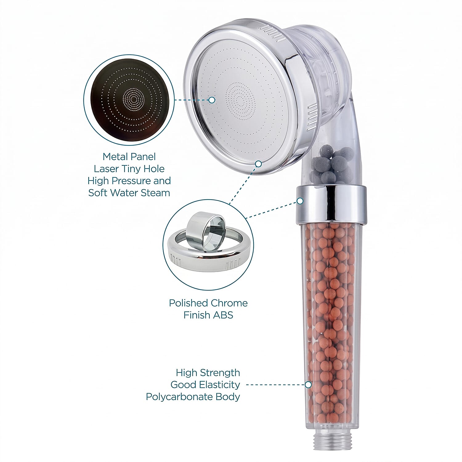 Tourmaline &amp; Zeolite Beads Shower Head with Refill V32354820 2