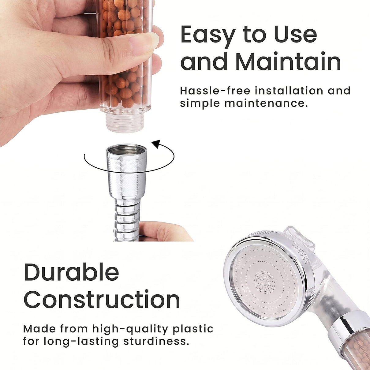 Tourmaline &amp; Zeolite Beads Shower Head with Refill V32354820 3