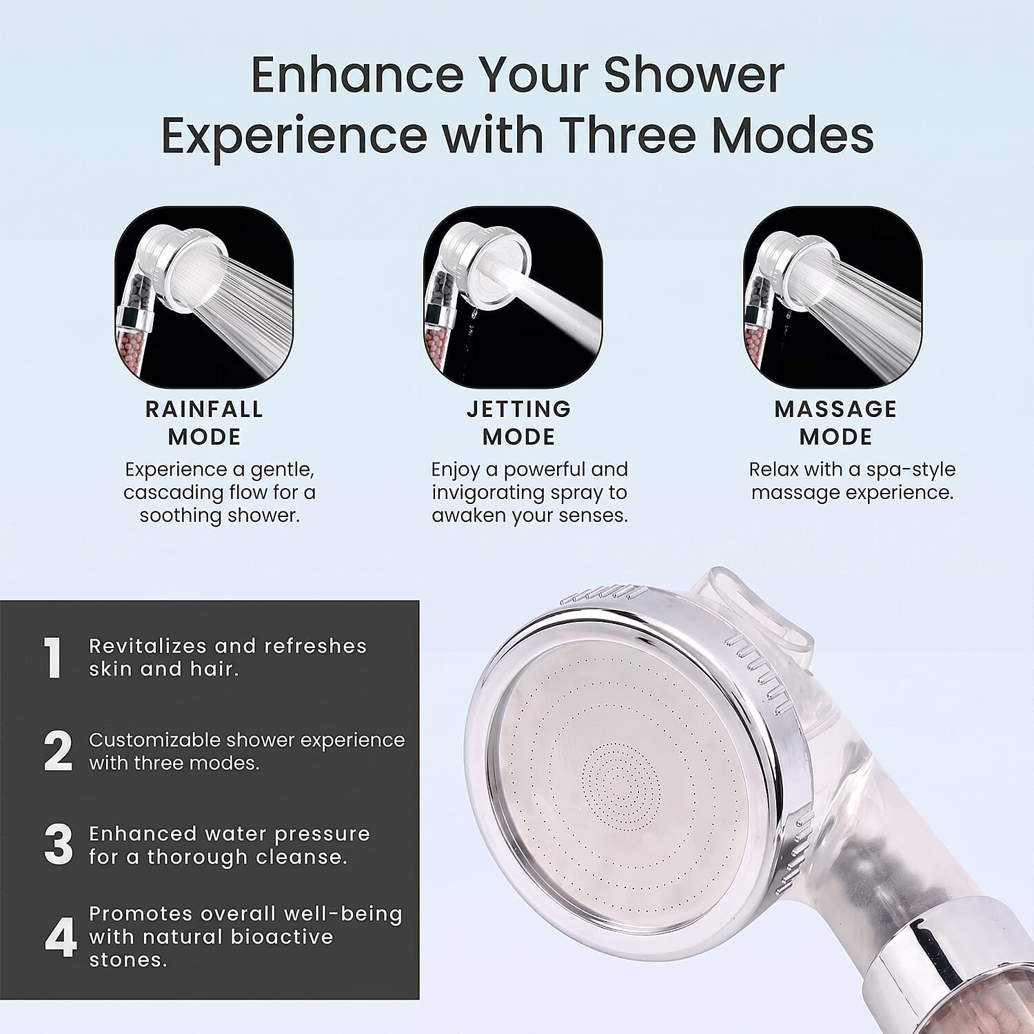 Tourmaline &amp; Zeolite Beads Shower Head with Refill 8254148 4