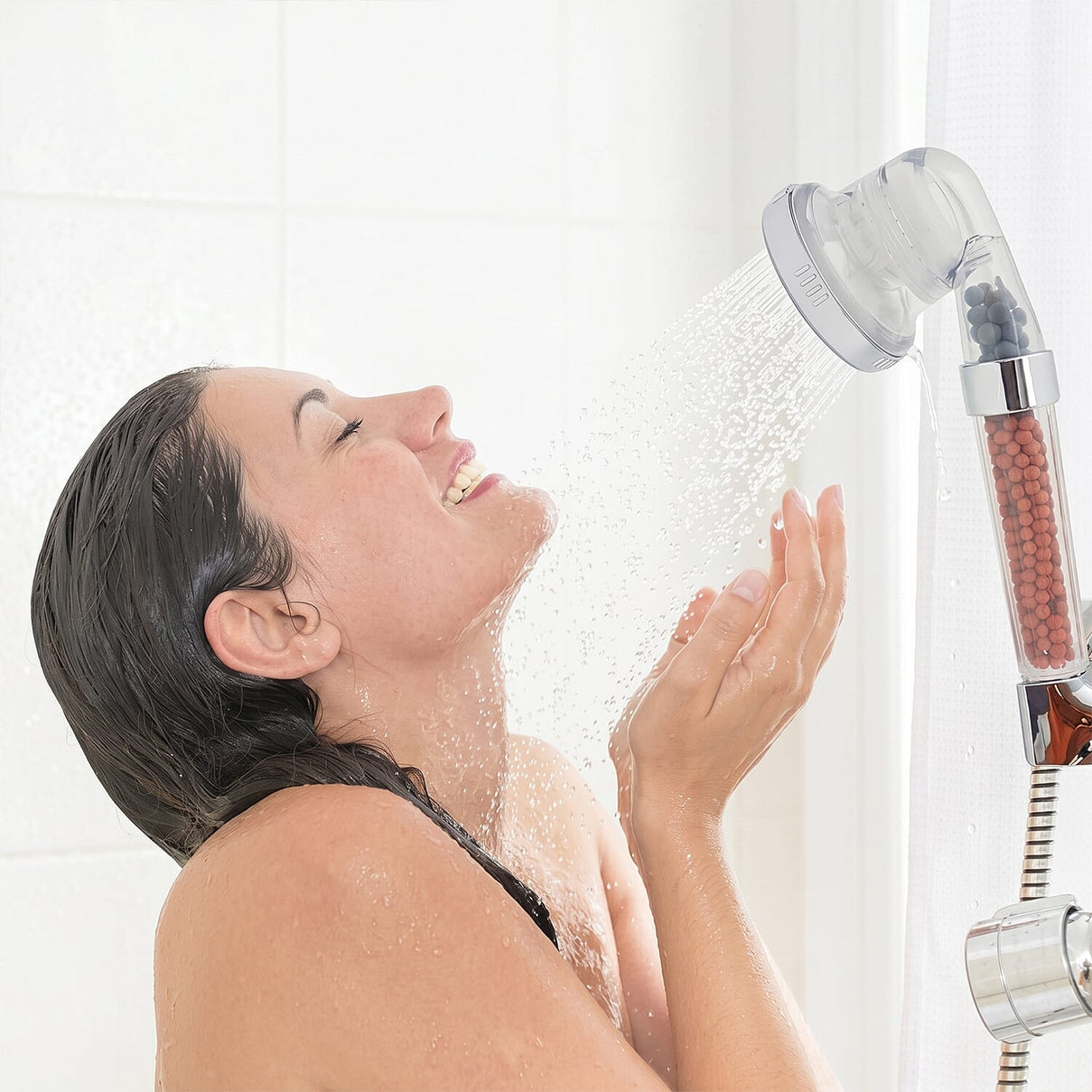 Tourmaline &amp; Zeolite Beads Shower Head with Refill 8254148 5