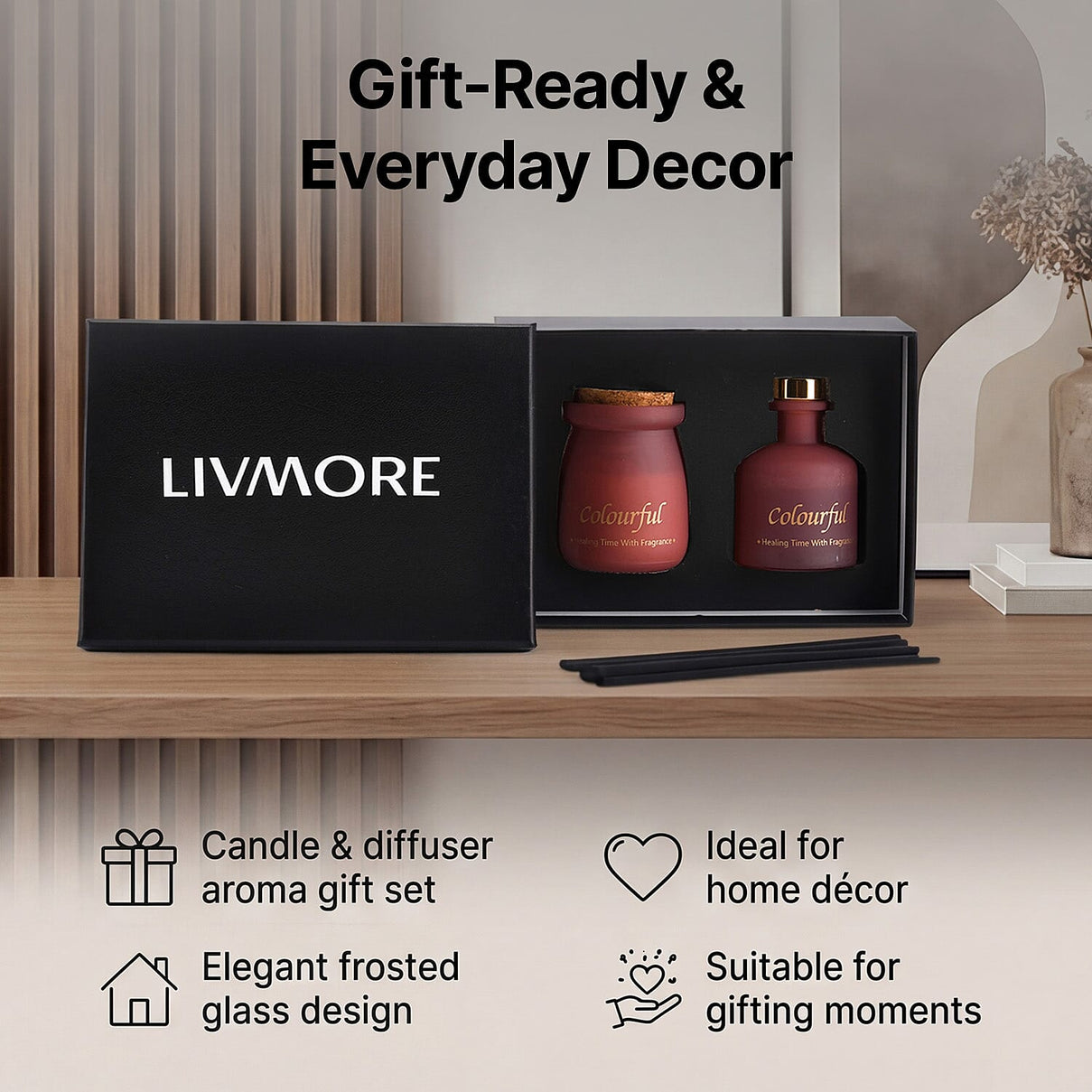Ebony Rose Scented Jar Candle (50g) - Reed Diffuser (50ml) - Red 8256323 5
