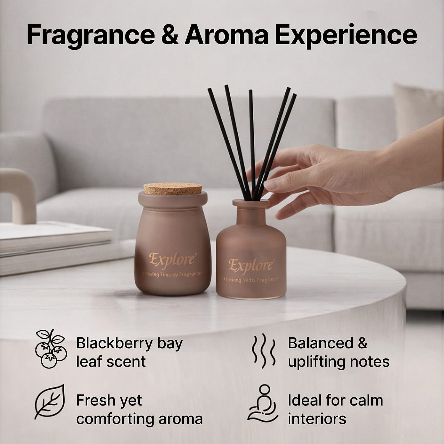 Blackberry Bay Leaf Perfume Incense (50ml) &amp; Scented Candle (50g) - Light Coffee V32519011 3