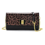 Leopard Pattern Two-Tone Wallet Crossbody Bag with Chain Strap  - Brown_8256521