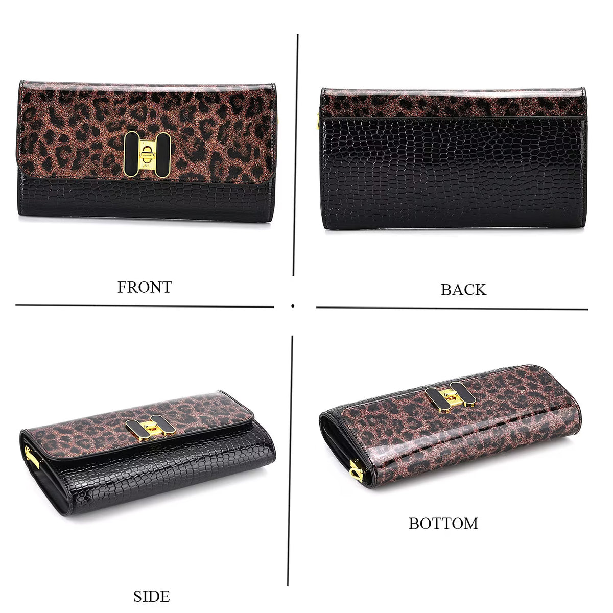 Leopard Print Two-Tone Wallet Crossbody Bag with Chain Strap 8256521 5