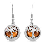 Yellow Tigers Eye Tree of Life Earrings with Hook
