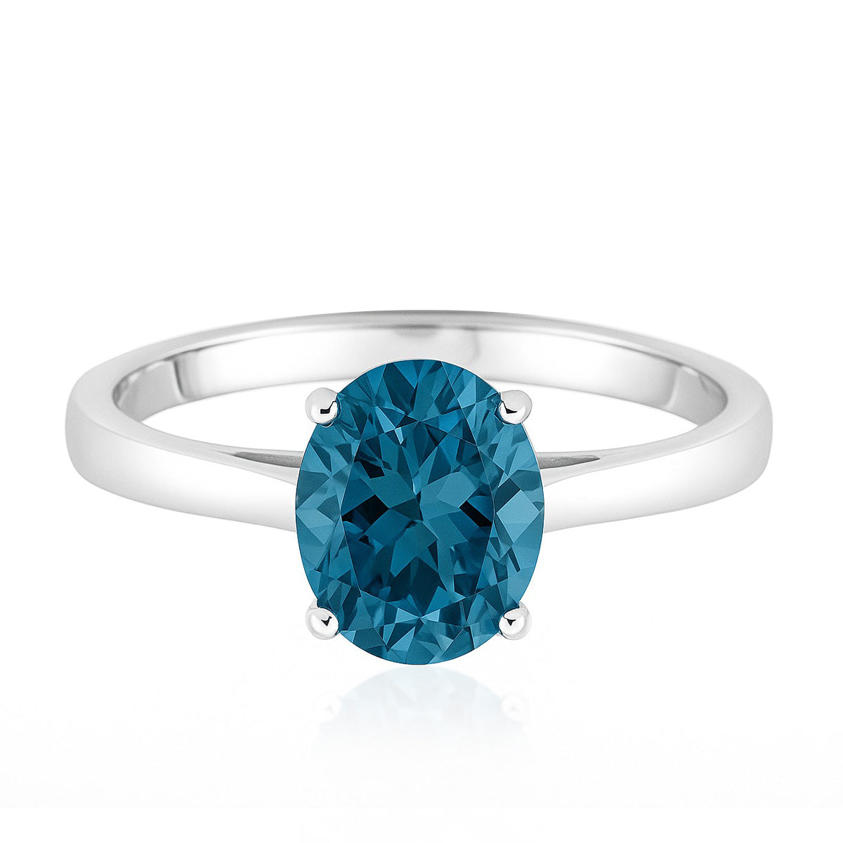 LUXURIANT 1 Ct. Lab Grown Blue Diamond Solitaire Ring in Rhodium Overlay Sterling Silver, SGL Certified 8256754 0