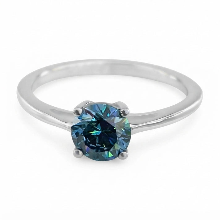 LUXURIANT SGL Certified 1 Ct. Lab Grown Blue Diamond VS Intense Blue Solitaire Ring in Rhodium Overlay Sterling Silver 8256755 2