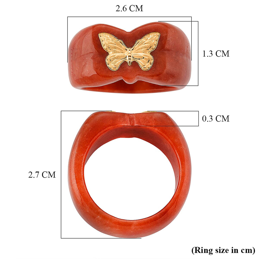 24K Yellow Gold Enhanced Red Jade Butterfly Ring 30.00 Ct._8258285_5
