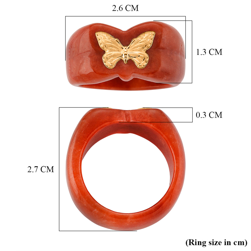 24K Yellow Gold Enhanced Red Jade Butterfly Ring 30.00 Ct._8258287_5