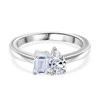 Luxuriant Toi Et Moi Lab Grown Diamond (VS/EF) Ring in Rhodium Overlay Sterling Silver 1.04 Ct._8258311