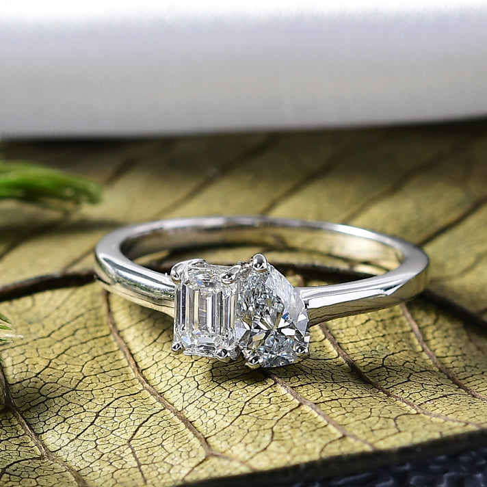 TOI ET MOI LUXURIANT Lab Grown Diamond Ring in Rhodium Overlay Sterling Silver 8258311 2