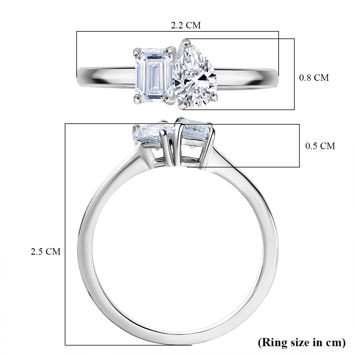 TOI ET MOI LUXURIANT Lab Grown Diamond Ring in Rhodium Overlay Sterling Silver 8258311 6