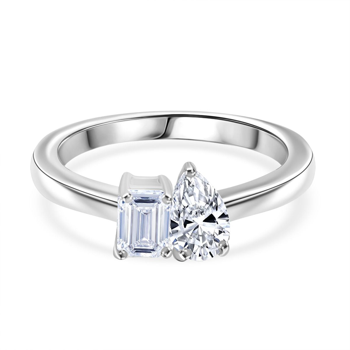 TOI ET MOI LUXURIANT Lab Grown Diamond Ring in Rhodium Overlay Sterling Silver V32574080 0