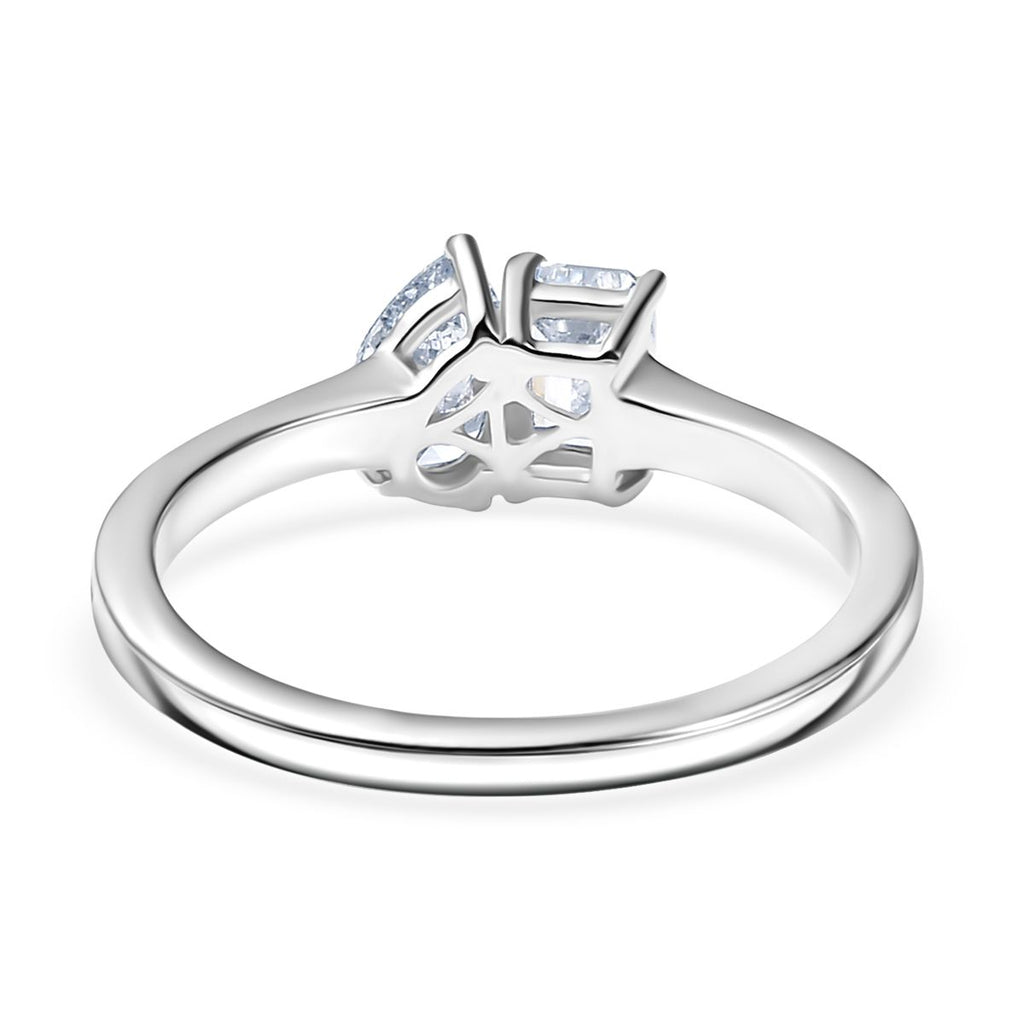 Luxuriant Toi Et Moi Lab Grown Diamond (VS/EF) Ring in Rhodium Overlay Sterling Silver 1.04 Ct._8258313_4