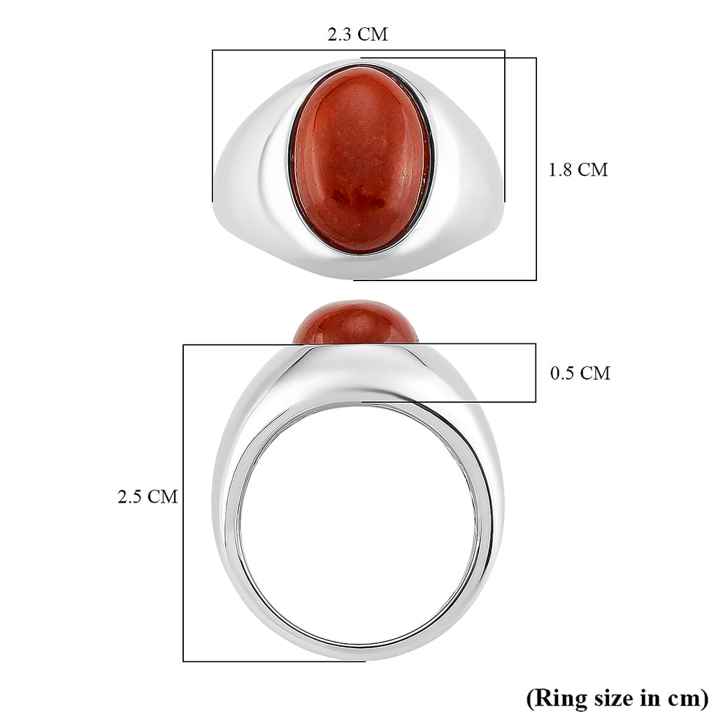 D'Joy Enhanced Red Jade Solitaire Ring in Rhodium Overlay Sterling Silver 6.84 Ct, Silver Wt. 5.20 Gms._8258565_5