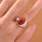 D'Joy Enhanced Red Jade Solitaire Ring in Rhodium Overlay Sterling Silver 6.84 Ct, Silver Wt. 5.20 Gms._8258567_2