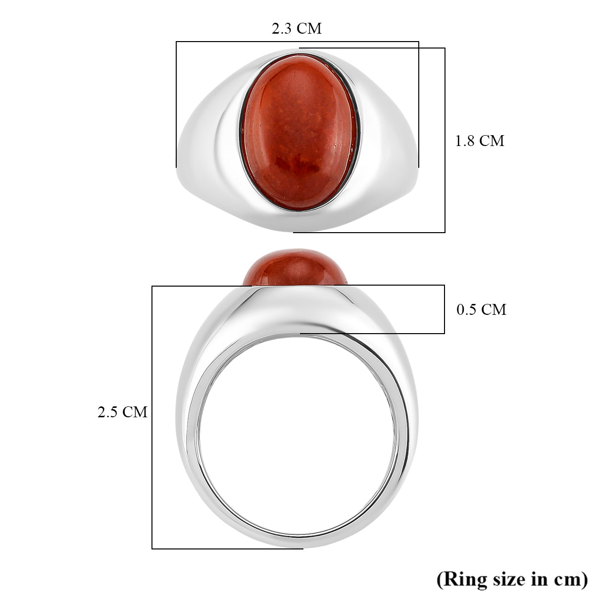 D'Joy Enhanced Red Jade Solitaire Ring in Rhodium Overlay Sterling Silver 6.84 Ct, Silver Wt. 5.20 Gms. V32524425 6