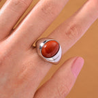 D'Joy Enhanced Red Jade Solitaire Ring in Rhodium Overlay Sterling Silver 6.84 Ct, Silver Wt. 5.20 Gms._8258569_2