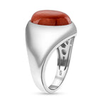 D'Joy Enhanced Red Jade Solitaire Ring in Rhodium Overlay Sterling Silver 6.84 Ct, Silver Wt. 5.20 Gms._8258569_3