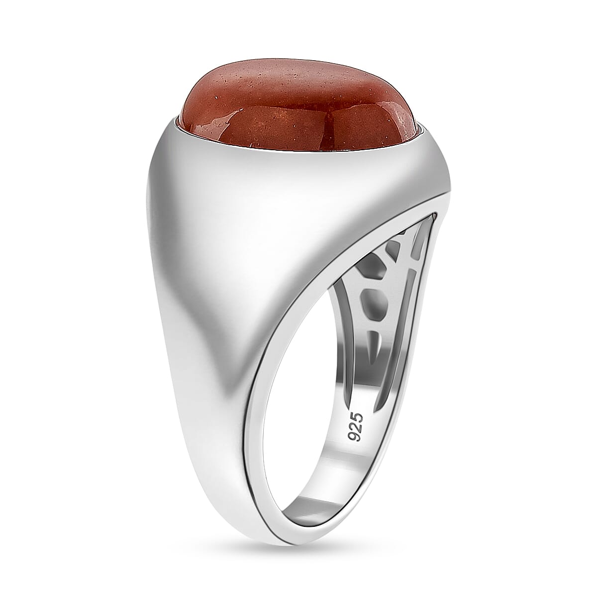 D'Joy Enhanced Red Jade Solitaire Ring in Rhodium Overlay Sterling Silver 6.84 Ct, Silver Wt. 5.20 Gms. V32514680 4