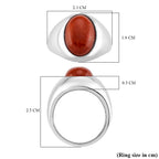 D'Joy Enhanced Red Jade Solitaire Ring in Rhodium Overlay Sterling Silver 6.84 Ct, Silver Wt. 5.20 Gms._8258571_5